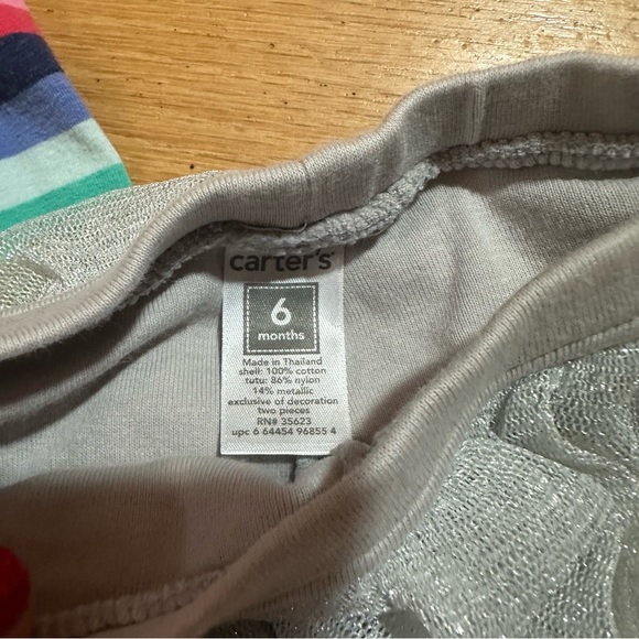 2/$10 Sale! Carter’s Gray Ruffle Pants and Striped Pants Size 6 Months - Picture 2 of 6